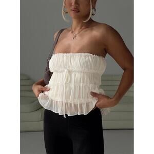 PRINCESS POLLY Avelina Strapless Top Cream, US 8 / Cream NWT